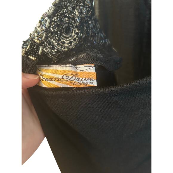 Ocean Drive Black Beaded Tank Large NWT - Picture 4 of 5